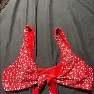 Red Floral Women's Bikini Top